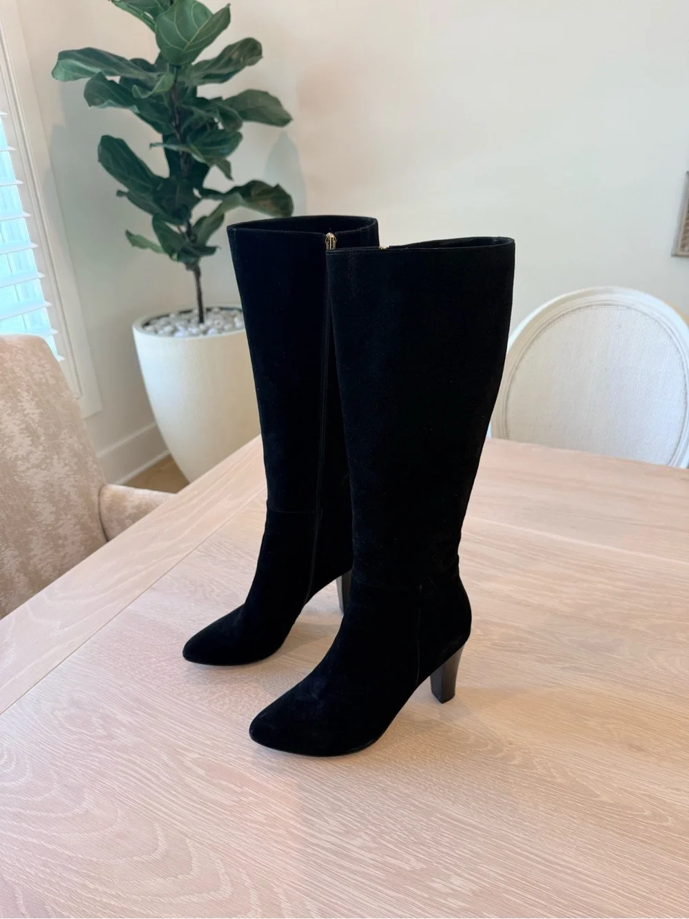 Allegra James Eyla Suede Knee Boots - Black